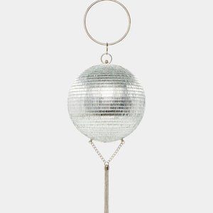 Betsey Johnson Silver Disco Ball Crossbody Bag